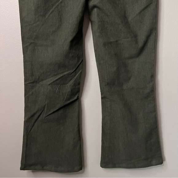 We The Free Boho Corduroy Pants High Rise Flare Button Size 26 Olive Green - Picture 8 of 12
